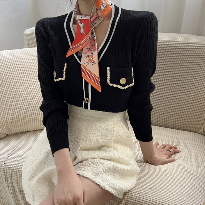 블랑루즈 먼츠 니트 슬림핏 여리 가디건