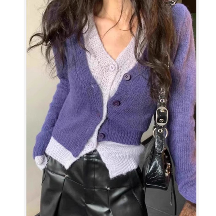 패션라인 BL10365_자엘니트가디건/브이넥/포인트룩/페미닌무드/레이어드룩