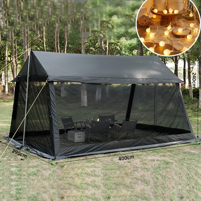 엠티링크 초대형 그늘막 텐트 8-12인용 캠핑 휴대용 피크닉 방수 쉘터 돔텐트 타프 거실형 천막 모기장, 블랙