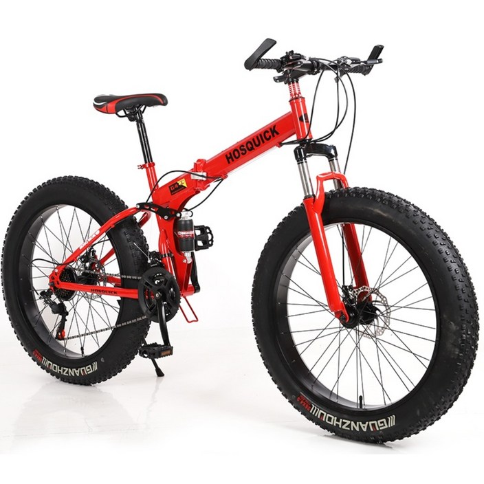 접이식 팻바이크 산악용 자전거 7단 20인치 고성능 싸이클 스피드 하이브리드 가성비 변속, 레드 20230616