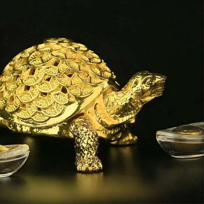 COVERONE 열리는 황금 재물운 거북이 풍수 장식품 인테리어 소품 개업 선물