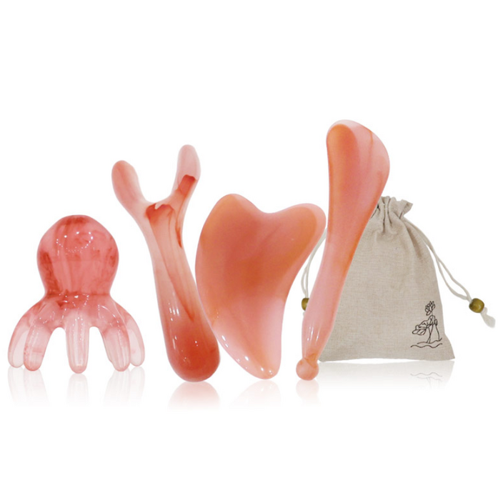 다르앤 괄사 마사지 4종세트 두피 바디 얼굴 콧대 승모근 종아리 전신 마사지기