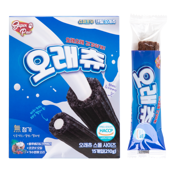 슈퍼포우 강아지 오래츄 덴탈껌, 블루베리, 210g, 1개