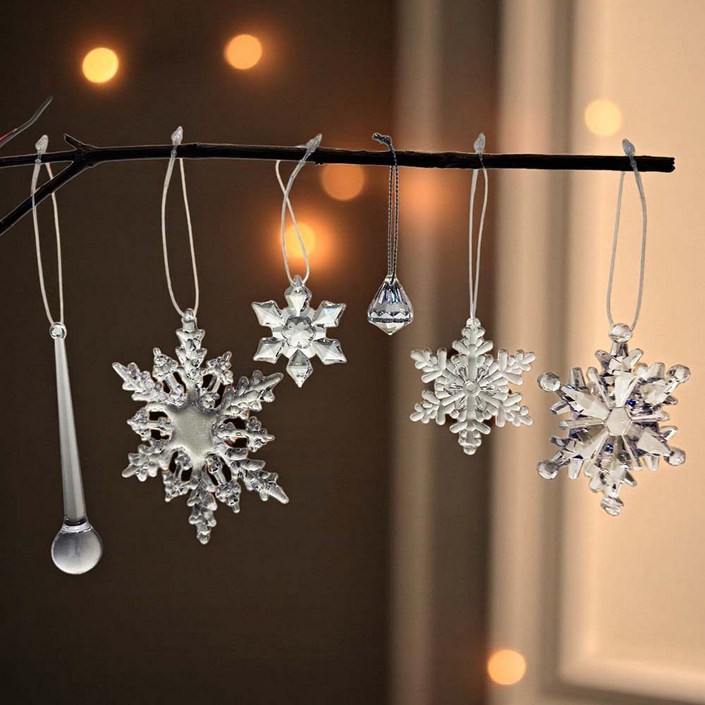 이플린 눈꽃 고드름 크리스탈 보석 크리스마스 트리 오너먼트 세트