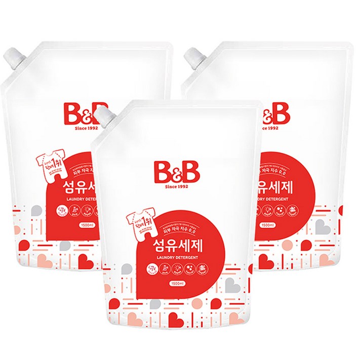 비앤비 섬유세제 1500ml 리필, 3개 비앤비 섬유세제 1500ml 리필, 3개