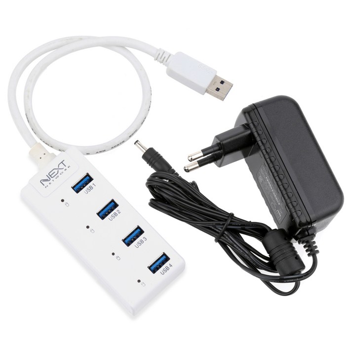 USB 3.0 4포트 유전원 허브 케이블일체형 NEXT 505UHP + 어댑터