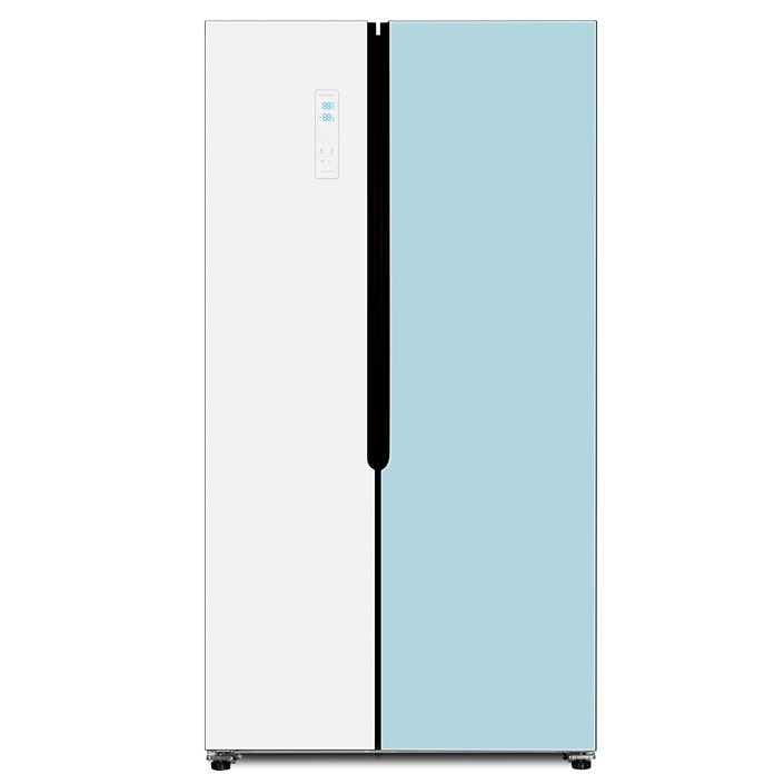 하이얼 글램 글라스 양문형냉장고 방문설치, 화이트 + 민트블루, HRS472MNMW 20230409