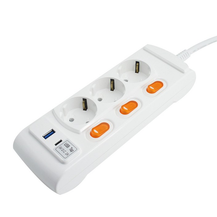 거성산업 USB 3구 멀티탭 3호 16A C타입 + 안전캡 랜덤발송 2p