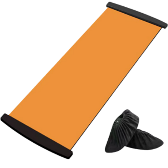 헬스센스 슬라이드 보드 스케이트 매트 + 신발 파우치 세트, 오렌지