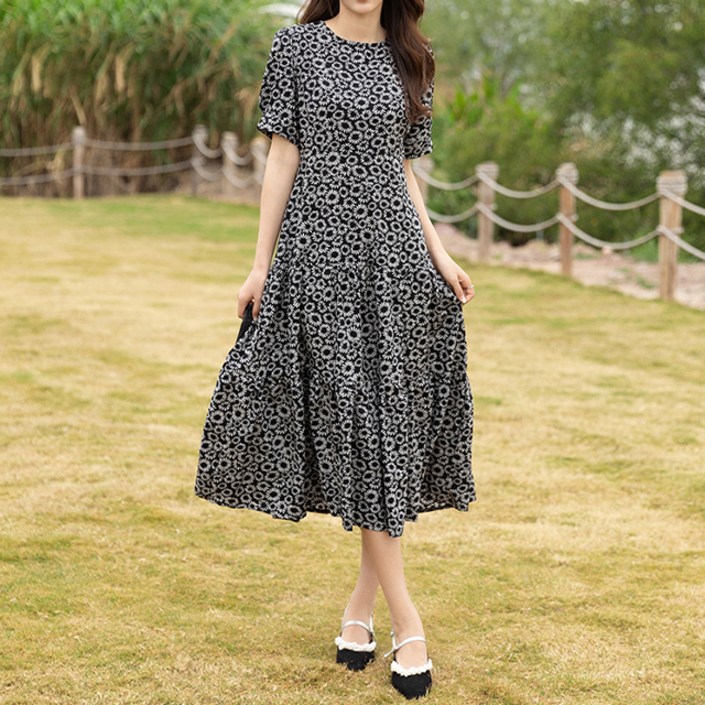 페이퍼먼츠 국화꽃 밀키소재 롱 여름 원피스 04155