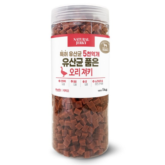 라피끄 강아지 유산균 품은 져키, 오리, 1kg, 1개