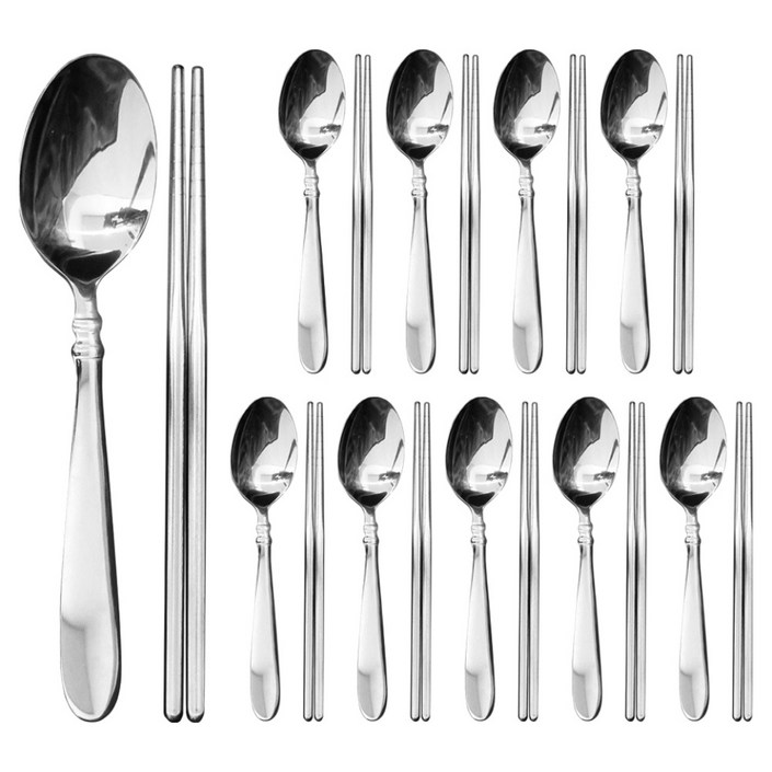 벅703 스텐 숟가락 10p + 스텐 진공 젓가락 10p 세트