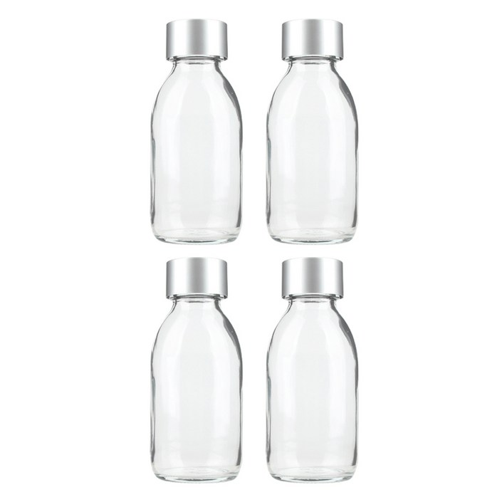 공병상회 OS더치100 투명 유리병 4p  실버캡 4p 세트