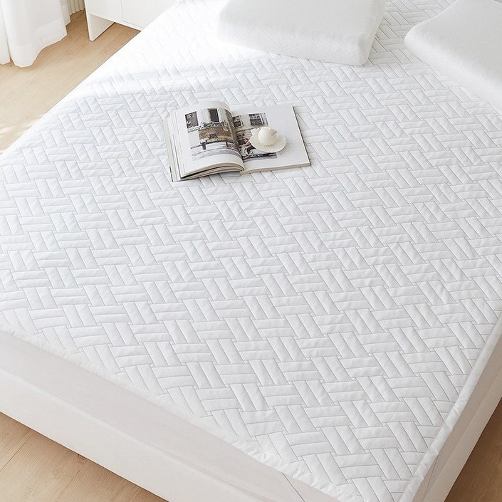 아담데코 퓨어아이스 듀라론 냉감 침대패드 격자  냉감베개패드 세트, 단일색상