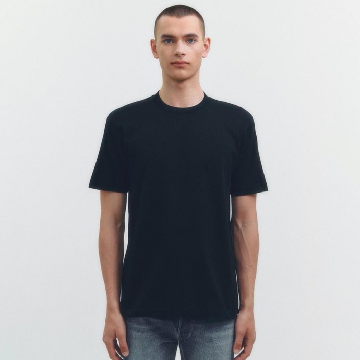 헤인즈 남녀공용 쿠로 크루넥 티셔츠