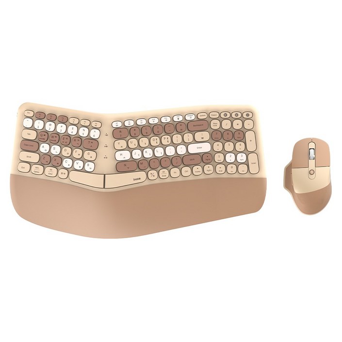 아이노트 무선키보드 마우스 세트, 브라운, KM880RB, 인체공학