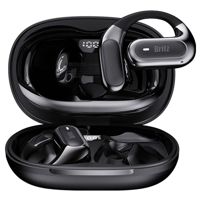 브리츠 무선 블루투스 이어폰 오픈형 V6.0 ENC 노이즈캔슬링 귀걸이형 HIFI 고음질 듀얼유닛 방수 LCD 표시 C타입 멀티 페어링