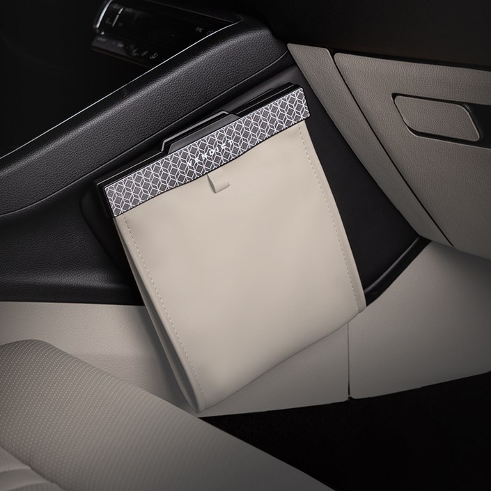 벤딕트 2세대 차량용 LED 앞좌석용 쓰레기통 + 봉투 세트, 코튼베이지, 1세트