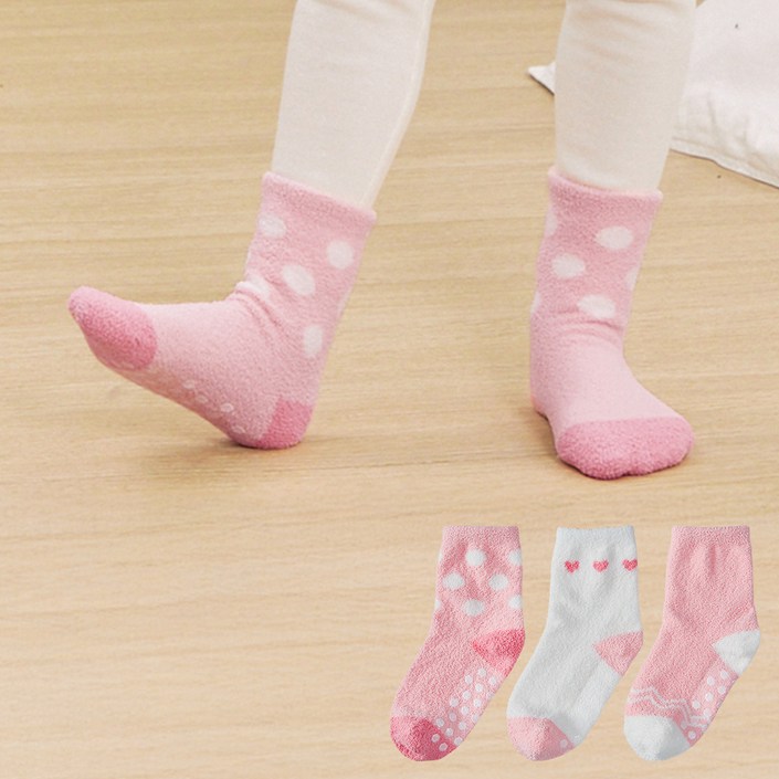 베이스알파에센셜 여아용 따뜻한 수면 양말 3켤레 세트