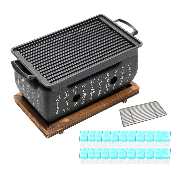 노뉴 프리미엄 직사각형 미니 화로 NONEWMB2000 듀얼와이드  에탄올 고체 연료 30g x 20p 세트, 24 x 13 x 1.5 cm, 1개