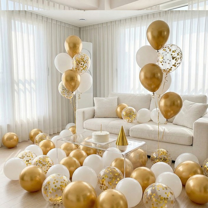 뷰라뷰 파티풍선 50p + 공기펌프 + 10m 리본 1롤