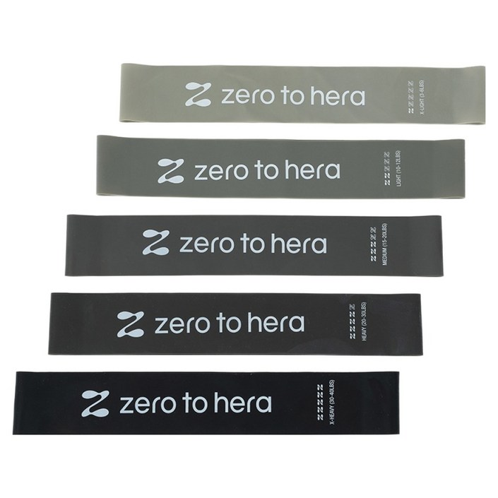 제로투히어로 제로투헤라 루프밴드 라텍스 탄성 운동 고무 밴드 5종 세트, 혼합색상, 1세트