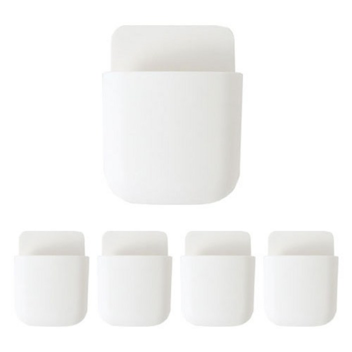 디오셀 무타공 접착식 다용도 리모콘 휴대폰 거치대, 화이트, 5개