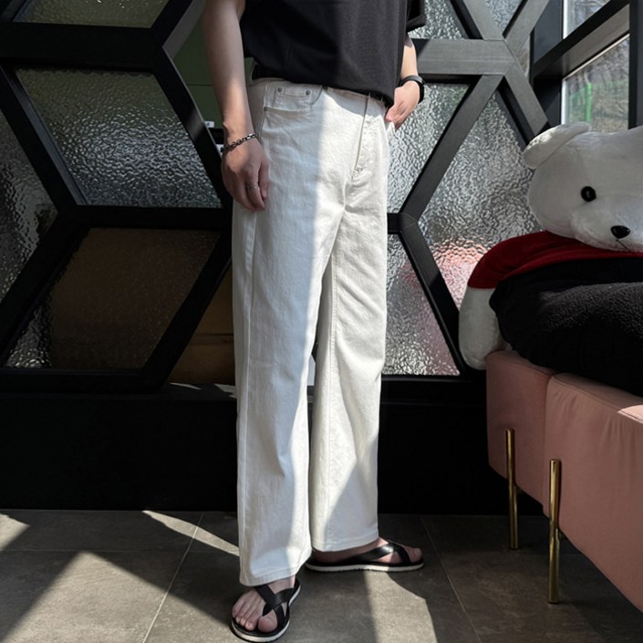 머시따 남성용 데일리 세미 와이드 데님 팬츠 머시따 남성용 데일리 세미 와이드 데님 팬츠
