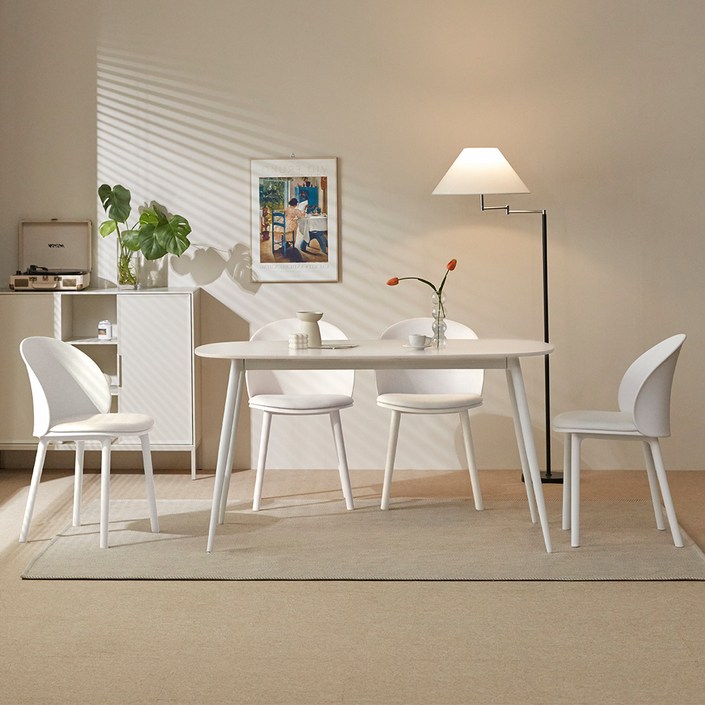 폴인퍼니 비앙카 포세린 세라믹 식탁 1400  의자4p 세트 4인용 방문설치