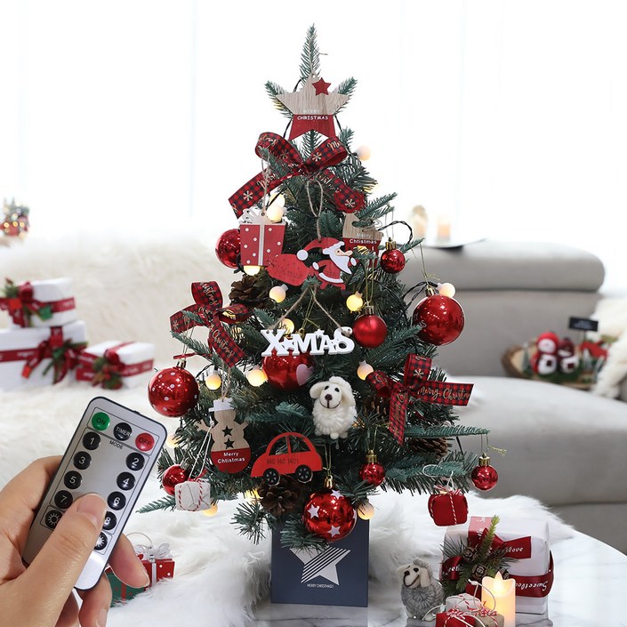 조아트 크리스마스트리 고급 PE PVC 혼합 전나무 풀세트 로제레드 + 리모컨, 로제레드