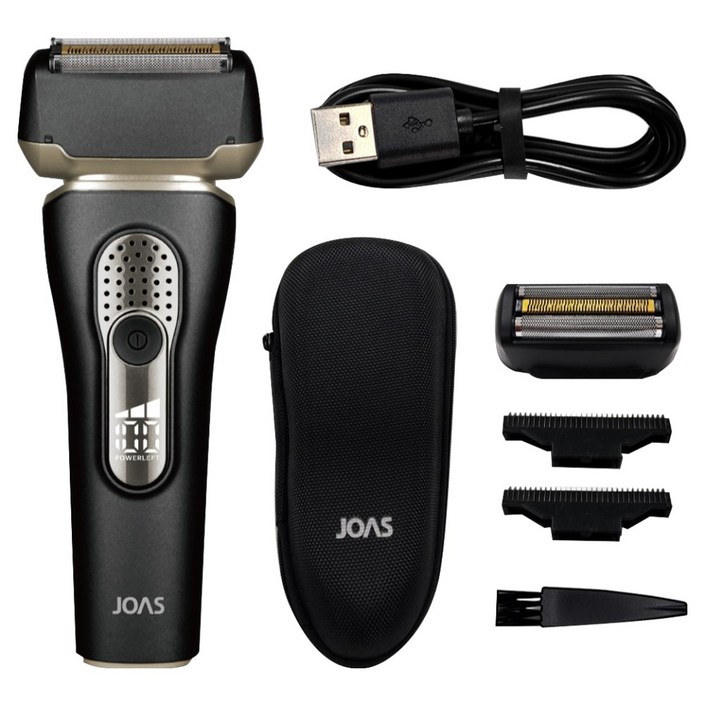 조아스 티타늄코팅 3중날 방수 전기면도기, JS7100, 블랙, 골드