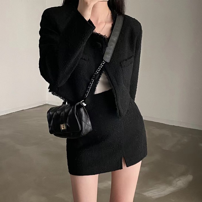 비비에모 시에느로 트위드 크롭 자켓 + 스커트 세트 11828