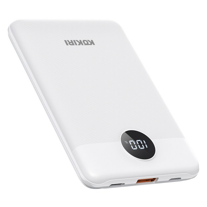코끼리 고속충전 미니 LCD 잔량표시 PD 22.5W 보조배터리 10000mAh, 화이트, KPBRM10P1A1 코끼리 고속충전 미니 LCD 잔량표시 PD 22.5W 보조배터리 10000mAh, 화이트, KPBRM10P1A1