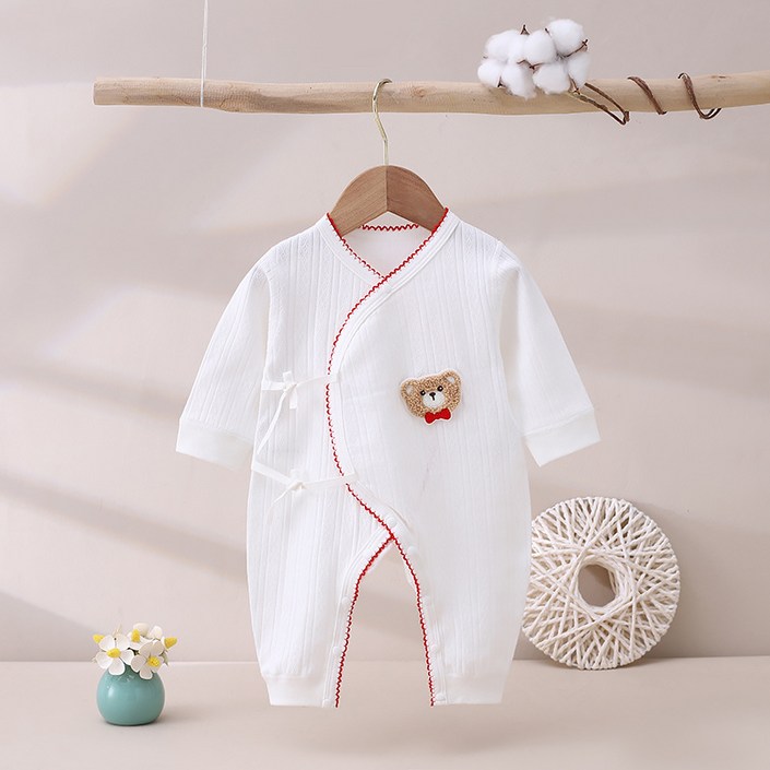 베베니즈 신생아용 리본곰돌이 순면 배냇우주복