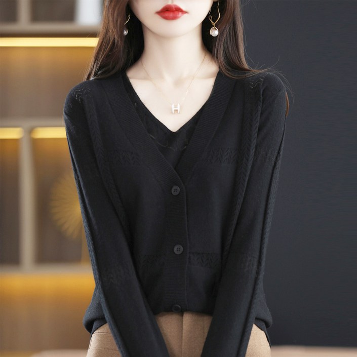 라라티나 여성용 다니카 브이넥 얇은 루즈핏 니트 긴팔 가디건