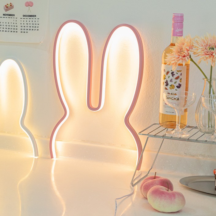루아즈 LED 붙이는 토끼 무드등 조명 대형 LUAZ082, 핑크 루아즈 LED 붙이는 토끼 무드등 조명 대형 LUAZ082, 핑크