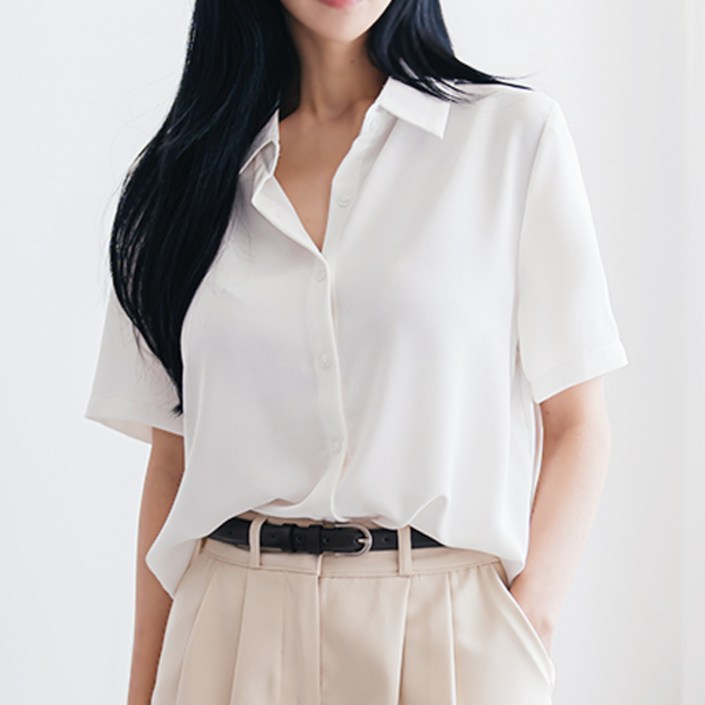 디어로라 여성용 링클프리 반팔 블라우스 IIS006