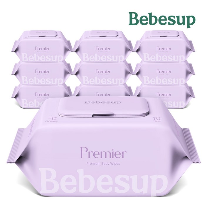 베베숲 프리미어 물티슈 캡형, 70매, 10개