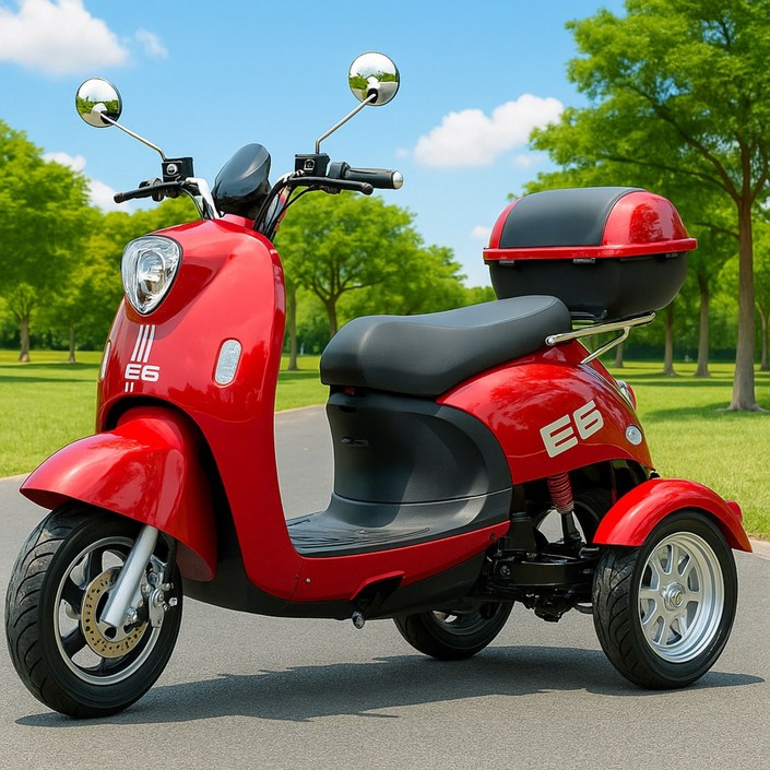 모디고 세발 전기스쿠터 전기 오토바이 전동차 리튬 배터리 출퇴근 성인용 삼륜 삼발이, 레드, 48V20A40km납산