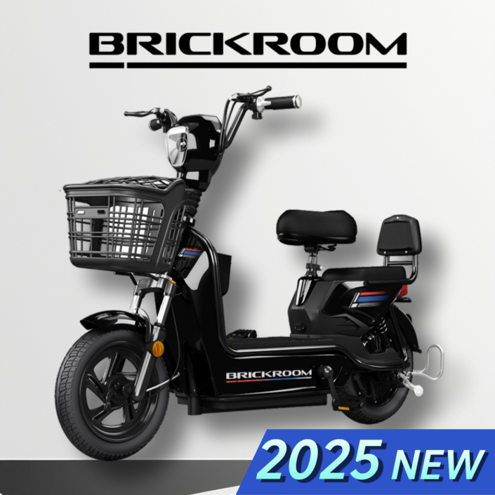 BRICKROOM 3세대 전기 자전거 자토바이 출퇴근 전동 스쿠터 2인용 바이크, 블랙