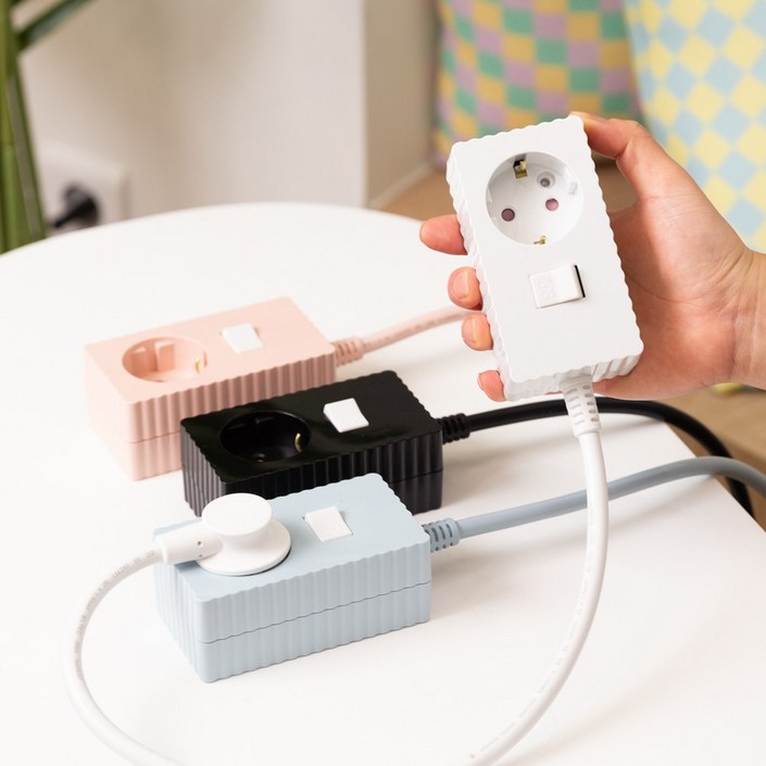 쿠폰19 파워존 웨이브 멀티탭 개별 과부하차단 연장선 1구 멀티콘센트 캠핑 릴선, 연장선 1구 파스텔블루, 1개