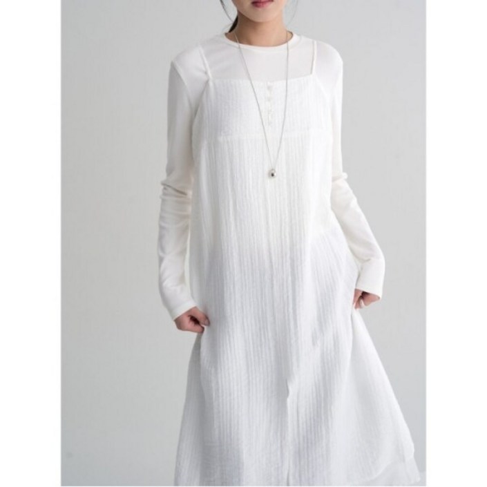 에잇세컨즈. 에잇세컨즈 앞트임 레이어드 롱원피스 화이트 356371CM21