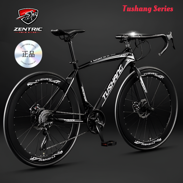 젠트릭 투생 700C 로드자전거 27단 다이내믹 가벼운 입문용 편안한 라이딩, 1개, 174cm, 1. ZE카본 블랙
