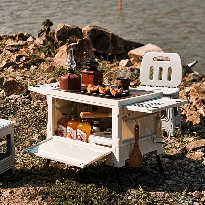 파페피 접이식 캠핑 정리함 다기능 대용량 수납박스, 1개, 1단, 화이트