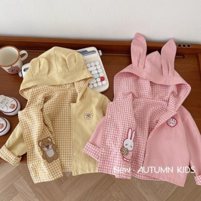 해피팡팡 - 남녀 공용 ﻿곰엔토끼 양면자켓H (핑크,옐로 두가지색상)
