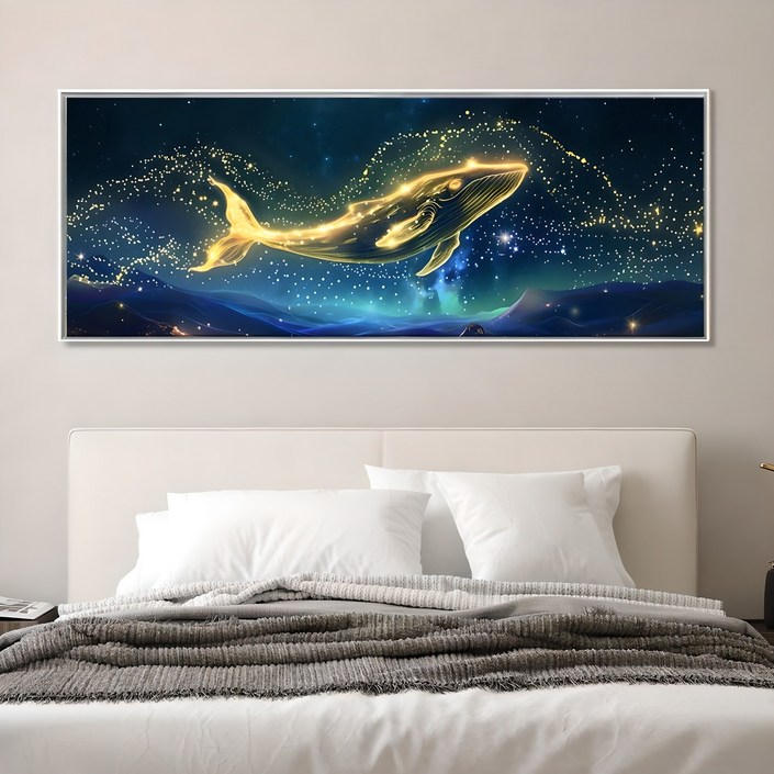 인메이블 돈들어오는 황금 고래 그림 거실 침실 인테리어 개업 집들이 이사 선물 대형 캔버스 풍수 돌고래 액자