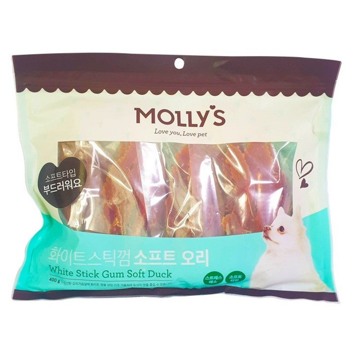유통기한특가 몰리스 반려견 화이트 스틱껌 소프트오리 400g 애견 개껌