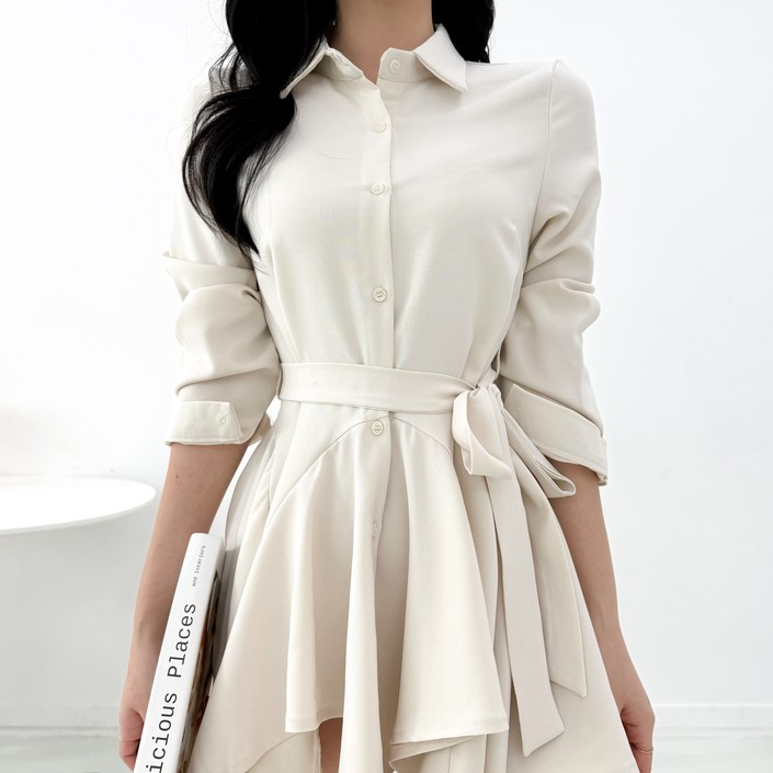 투디 쉬폰 플레어 셔츠원피스 하객룩 오피스룩, 3color