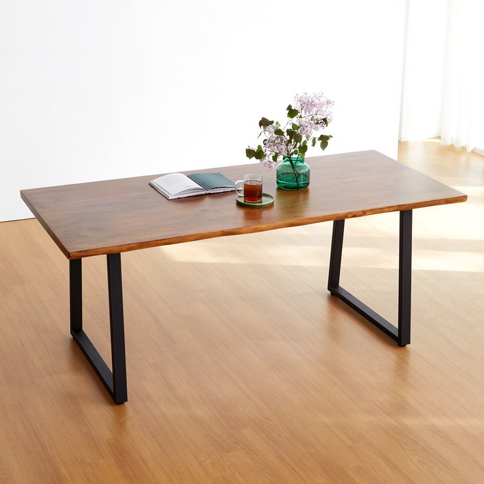 템포 우드슬랩 6인 원목 식탁 테이블 1800 2000, 8인용, 월넛