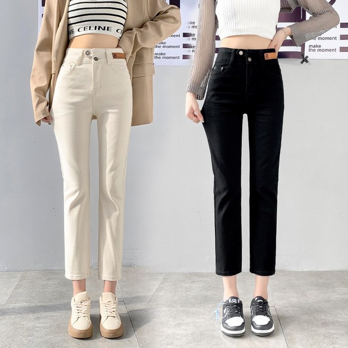 XZ9907  여성 면바지 스판 블랙팬츠 크림진 슬림 스키니일자핏 9부 키작녀